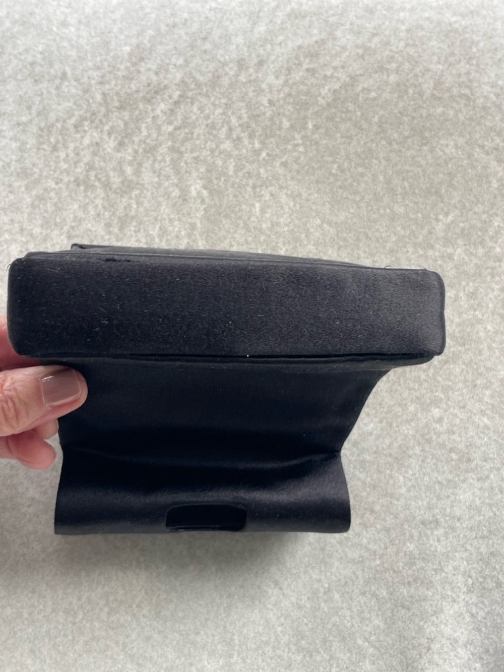 Barney’s New York Black Satin Fold Over Clutch With Marquisette Clasp NWOT - Picture 10 of 14
